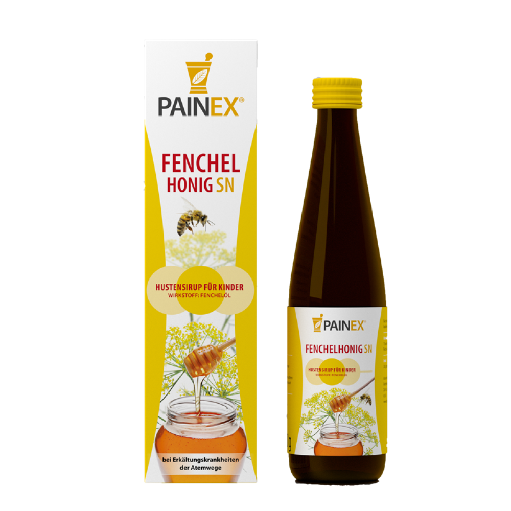 Fenchelhonig in der Glasflasche mit Verpackung