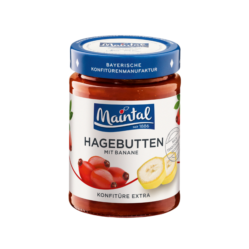 Hagebutten Hiffenmark mit Banane im Glas