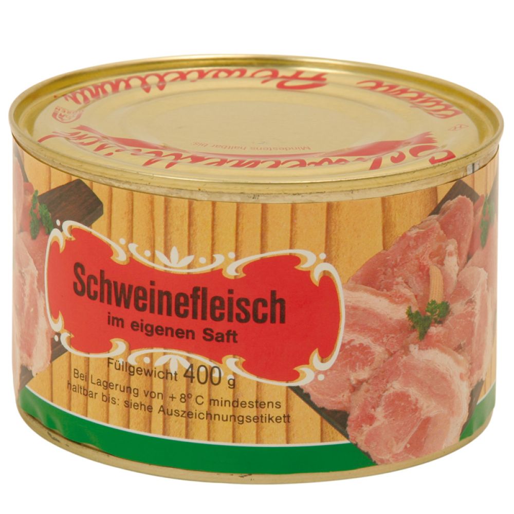 Schweinefleisch im eigenem Saft in der 400 g Dose