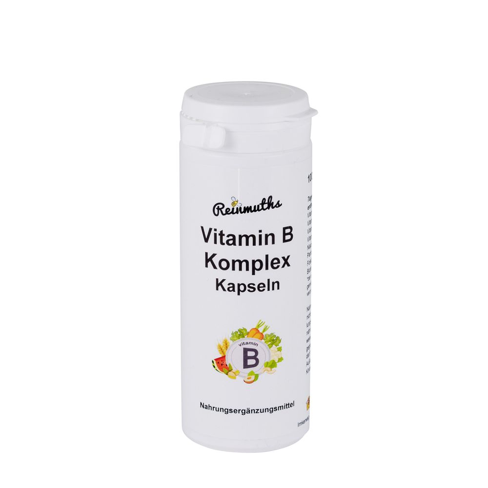 Eine Dose mit Vitamin B Komplex Kapseln