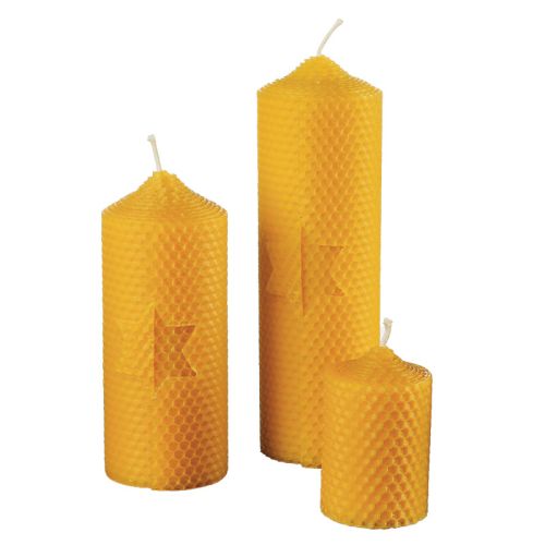 Kerze aus Bienenwachs mit Stern