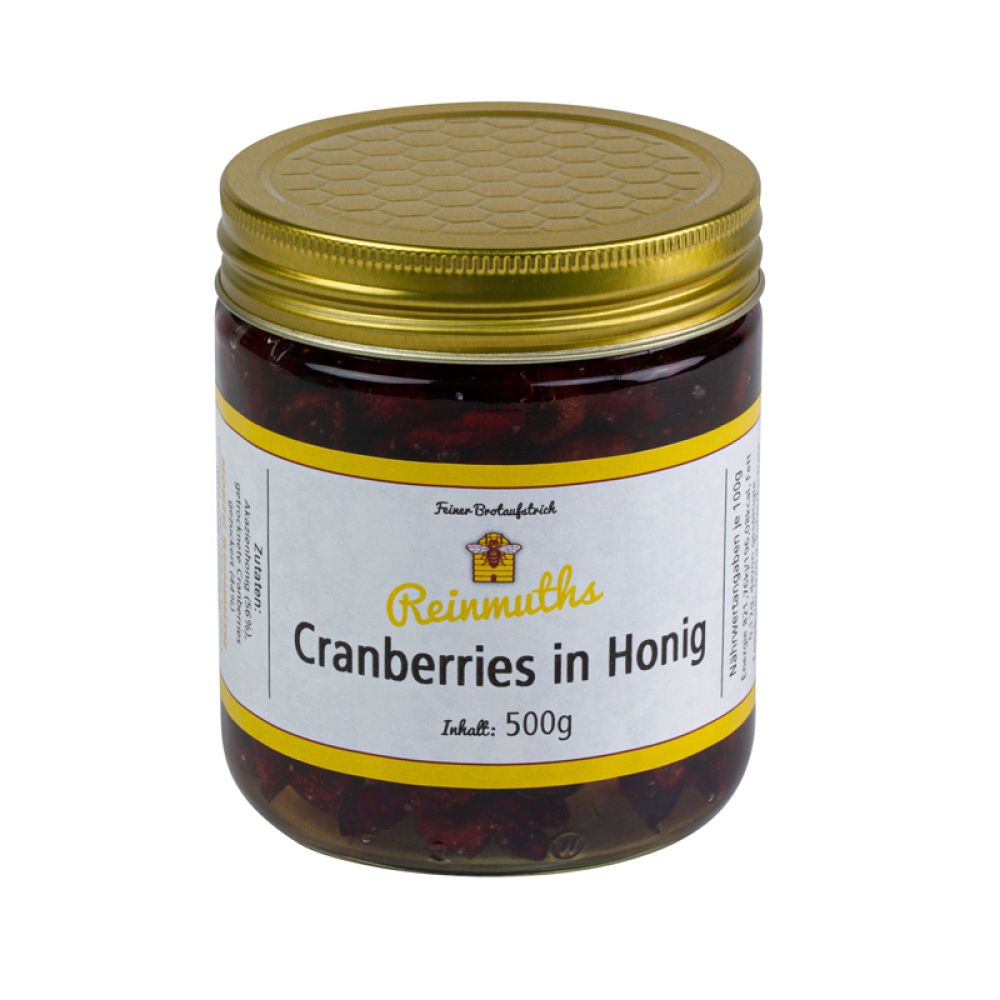 Cranberries in Honig im 500g Glas