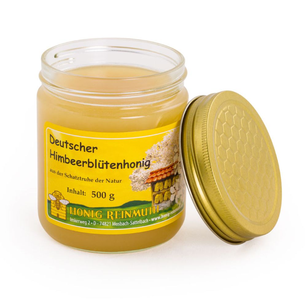 Deutscher Himbeerblütenhonig im 500g Glas