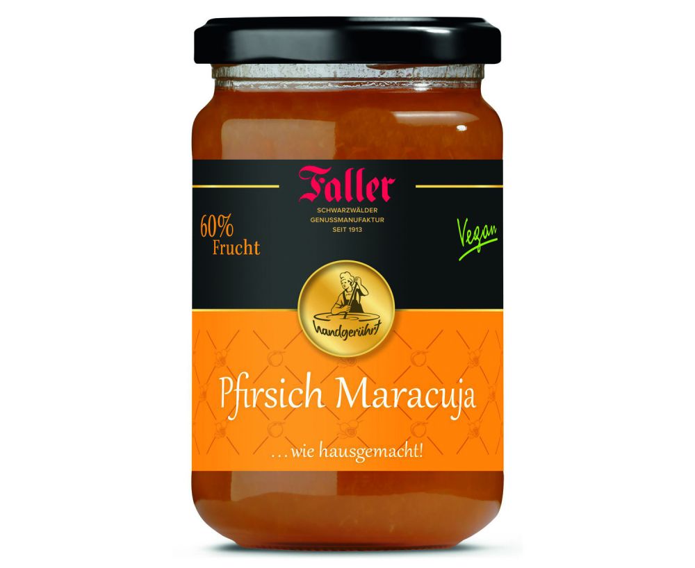 Faller Pfirsich Maracuja Konfitüre im Glas