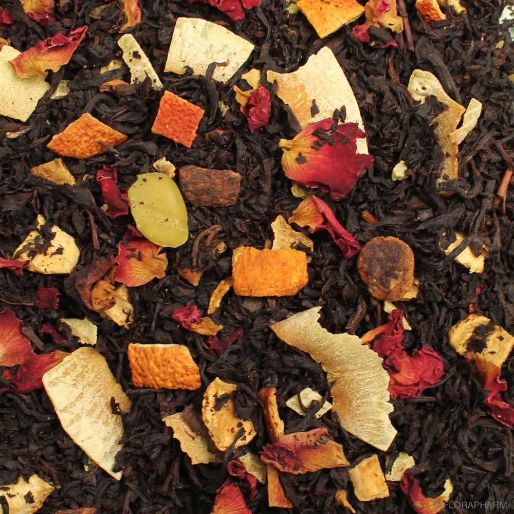 Aromatisierter Schwarztee, verfeinert mit vielen Gewürzen.