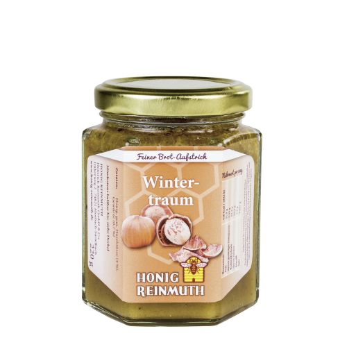 Cremiger Honig mit gemahlenen Haselnüssen und feinen Gewürzen