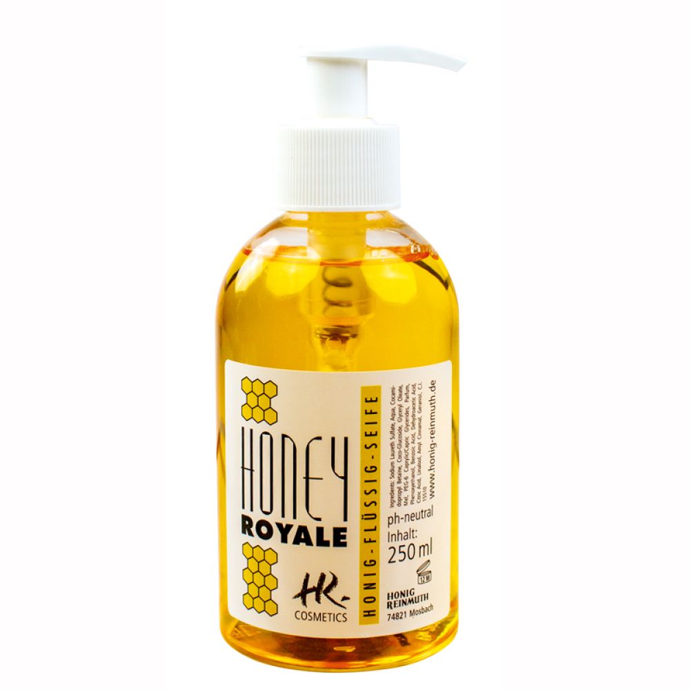 Honig Flüssigseife in der Spenderflasche, andere Ansicht