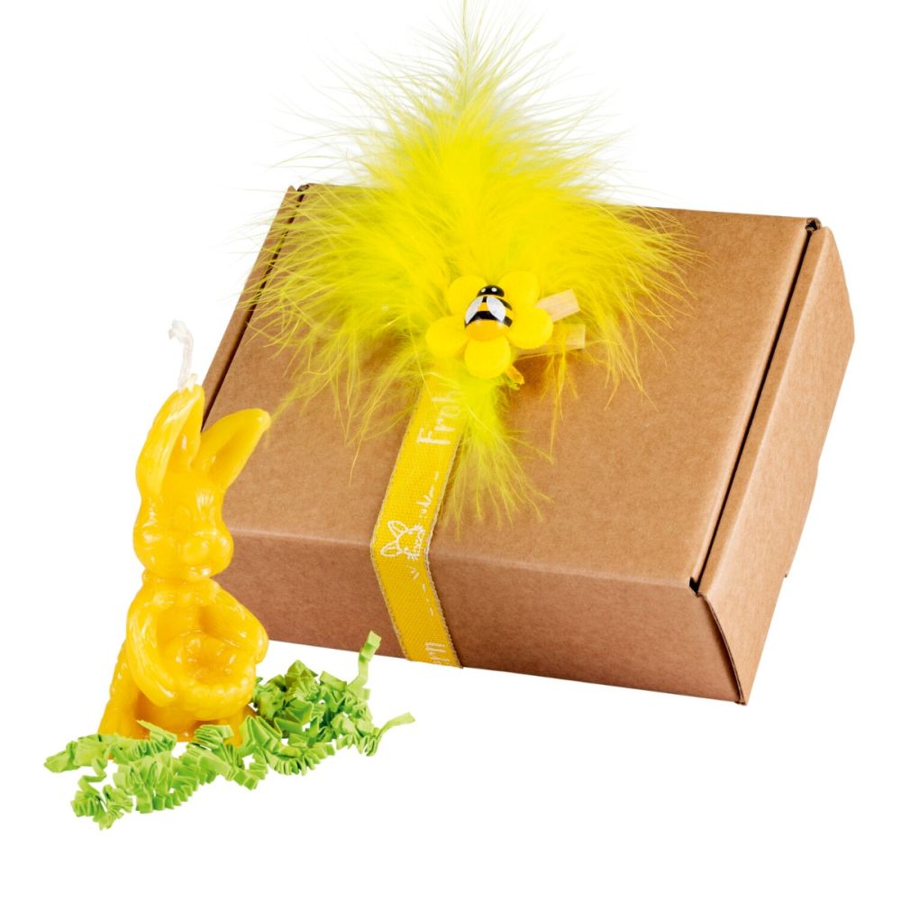 Osterhasen-Kerze mit Geschenkbox