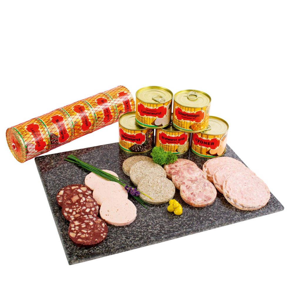 Wurstsortiment aufgeschnitten angerichtet