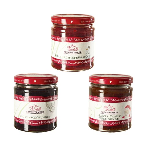 Drei Gläser Fruchtaufstrich mit jeweils 210 g