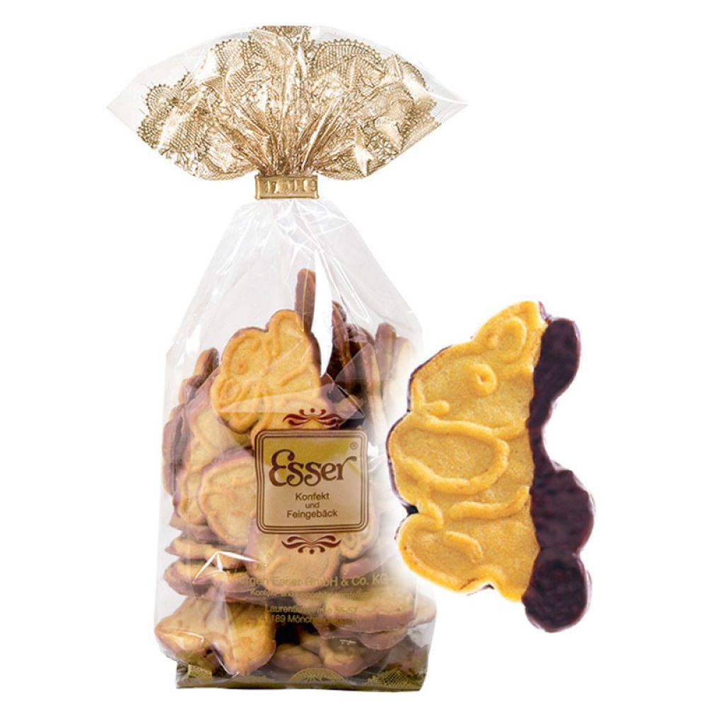 Butterplätzchen in Hasenform mit Schokoschicht