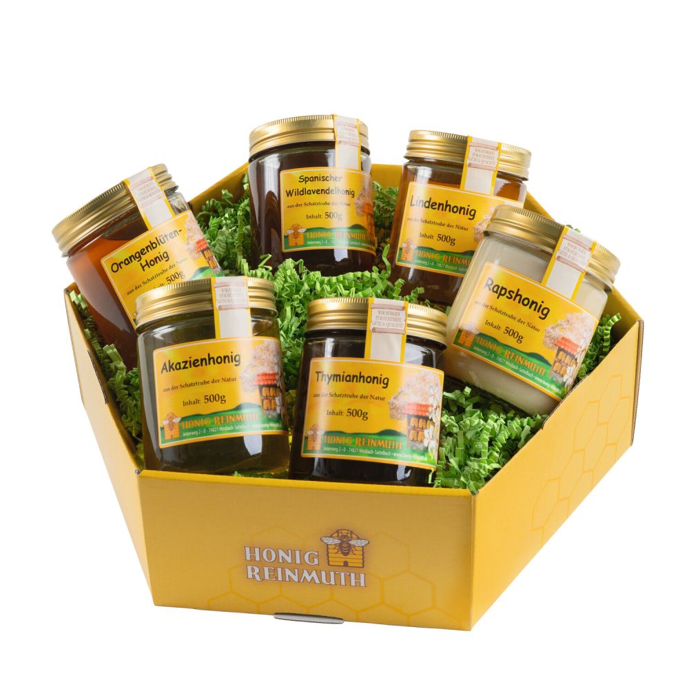 Honig Geschenkkiste in wabenförmiger Verpackung