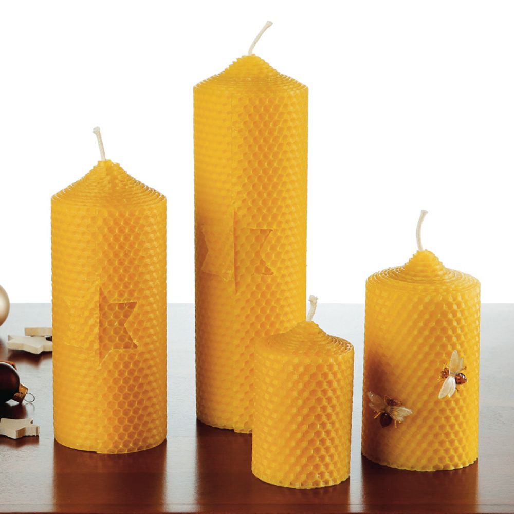 Kerze aus Bienenwachs, mit Stern