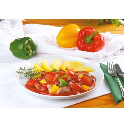 Schaschlikpfanne dekorativ angerichtet