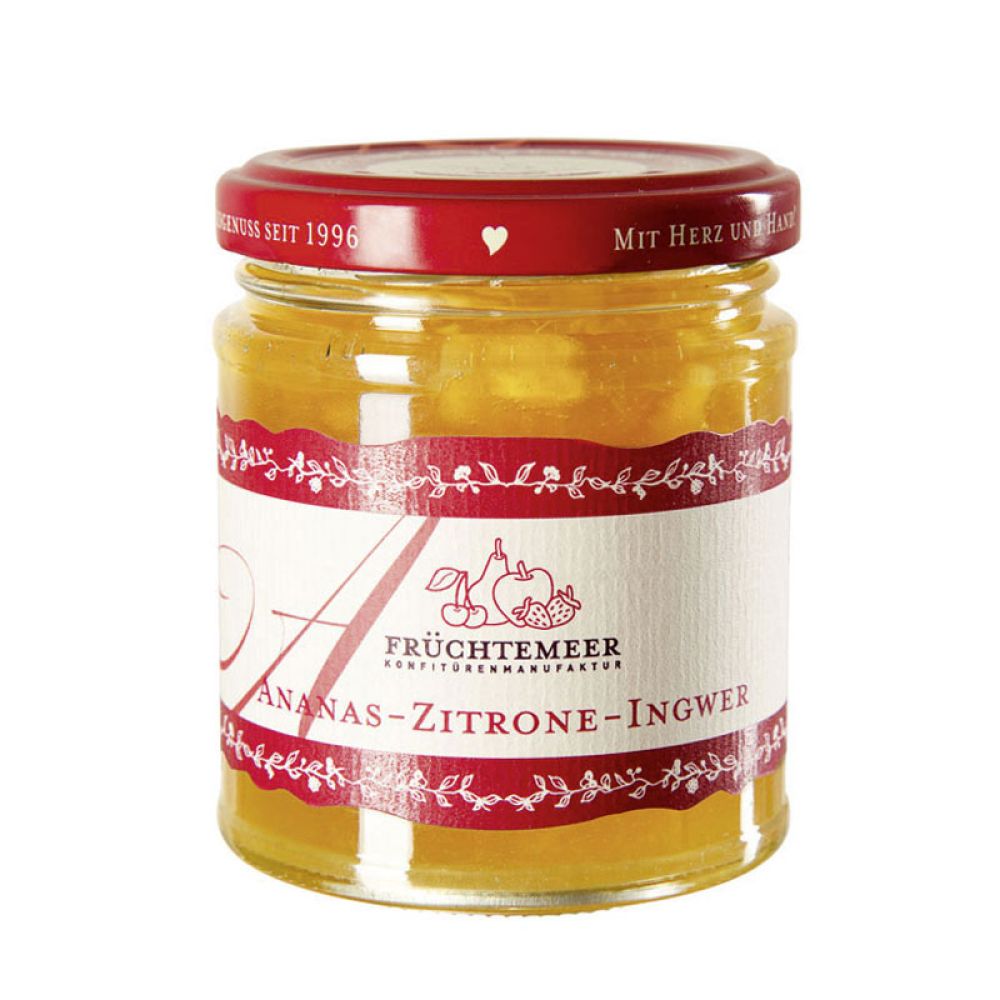 Ananas Zitrone Ingwer Fruchtaufstrich im Glas