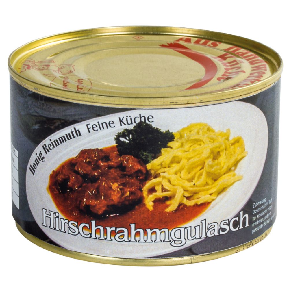 Hirsch Rahm Gulasch aus der Dose