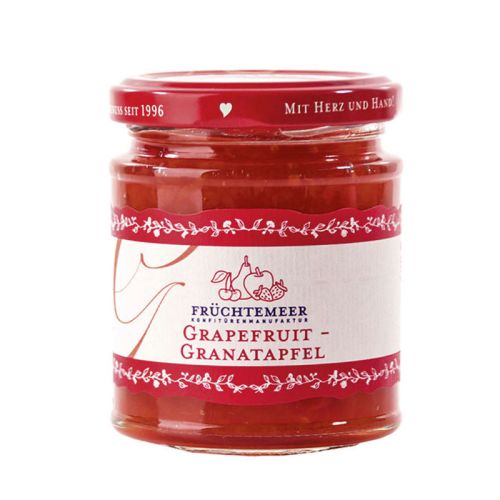 Grapefruit-Granatapfel Fruchtaufstrich im Glas