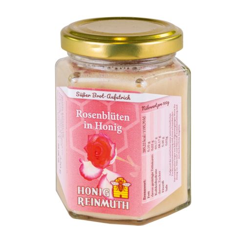 Rosenblüten in Honig im 220 g Glas