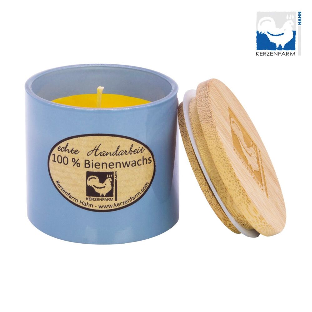 Bienenwachskerze im Glas mit Deckel