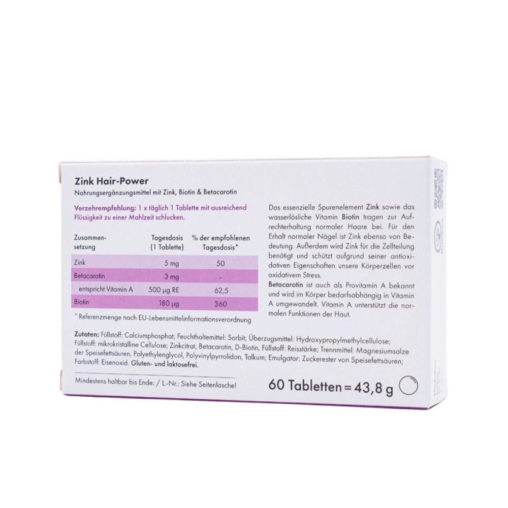 Zink-Hair-Power Verpackungsrückseite