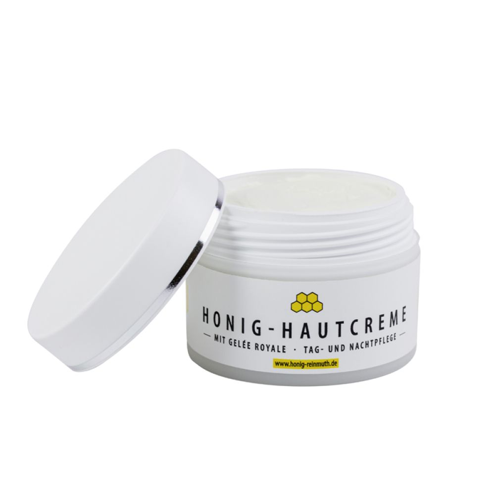 Honig Hautcreme mit geöffnetem Deckel