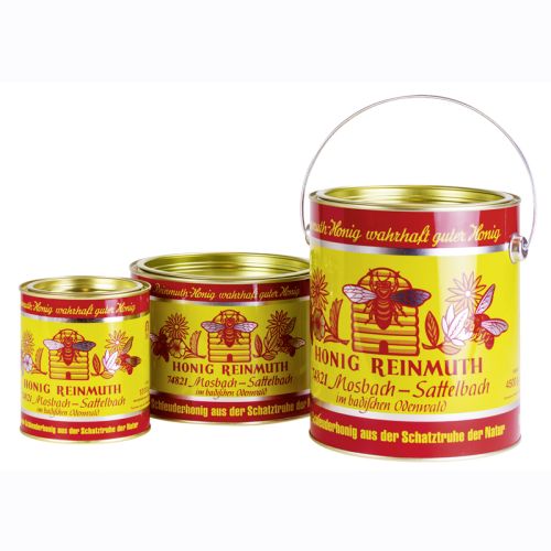 Blechdosen mit 1, 2,5 oder 4,5 kg Honig