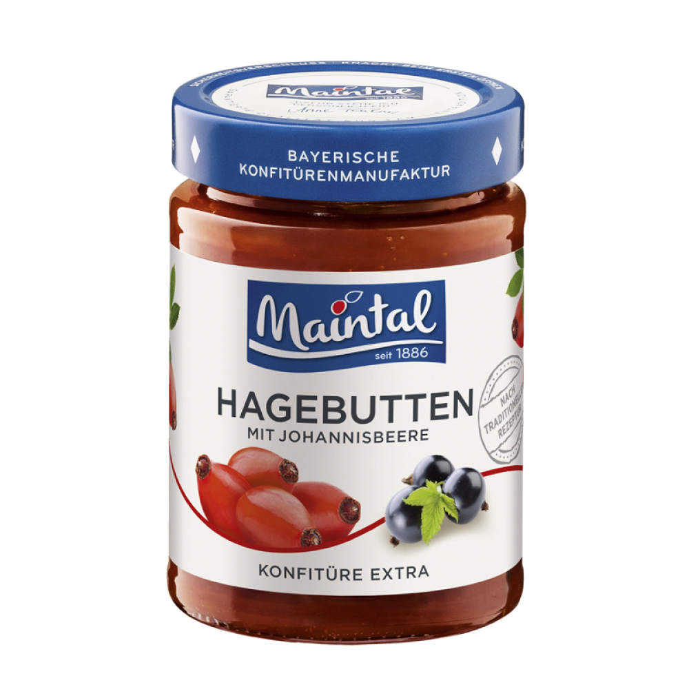 Hagebutten Hiffenmark mit Johannisbeere im Glas