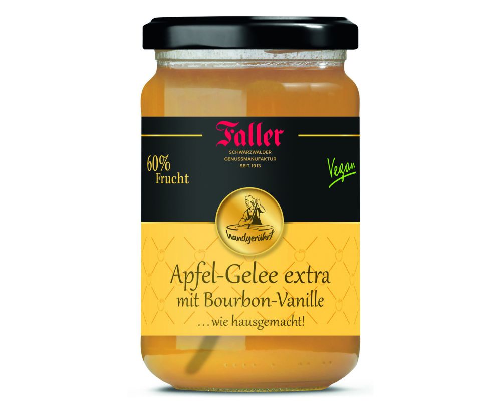 Faller Apfel Gelee extra mit Bourbon-Vanille im Glas