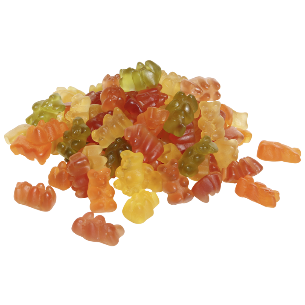 Bunte Gelatine-Bärchen mit Honig (5%) und Fruchtsaft.