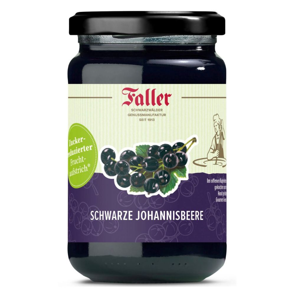 Zuckerreduzierte Schwarze Johannisbeerkonfitüre im 300 g Glas