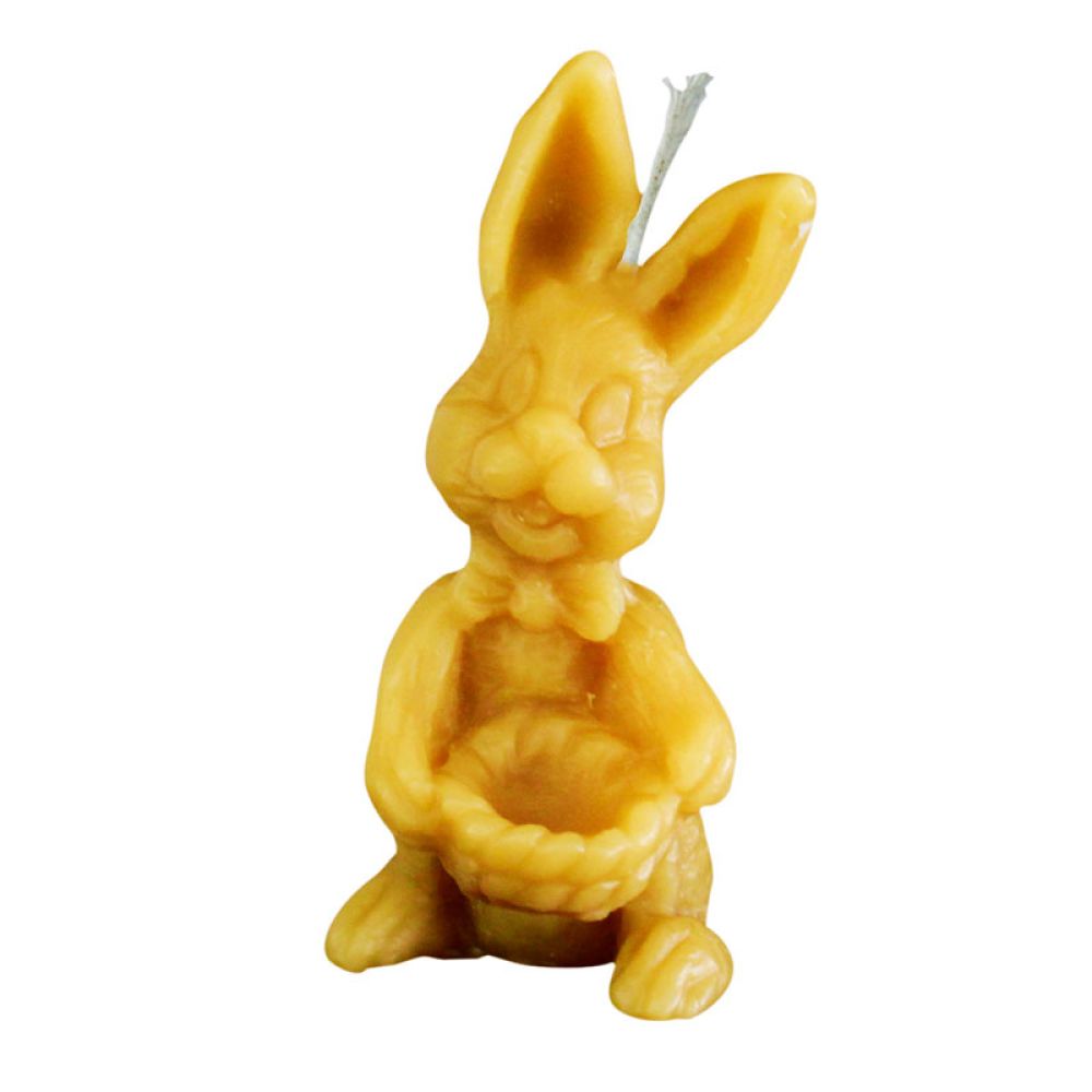 Bienenwachskerze in Form eines Osterhasen mit Osterkorb